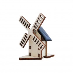 Petit moulin solaire publicitaire en bois personnalisable par gravure laser