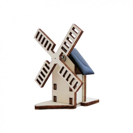 Petit moulin solaire publicitaire en bois personnalisable par gravure laser