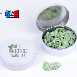 Boîte de bonbons personnalisable 75mm 50Gr - Parfum verveine