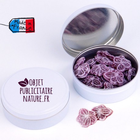 Boîte bonbons personnalisable 75mm 50Gr - Parfum violette miel