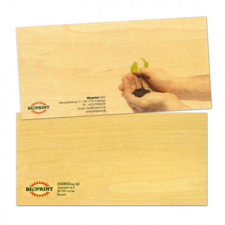 Carte cadeau en bois personnalisée format correspondance 200x99mm