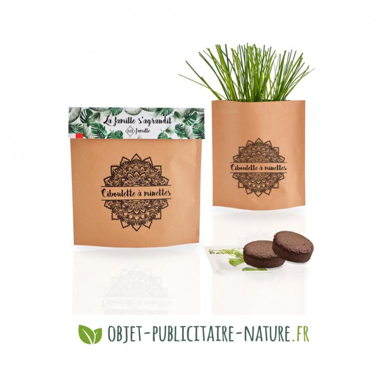 Kit de plantation dans pochon kraft personnalisable