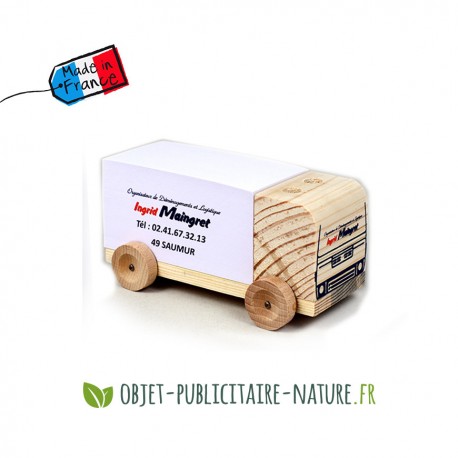 Bloc note personnalisé sur camion en bois