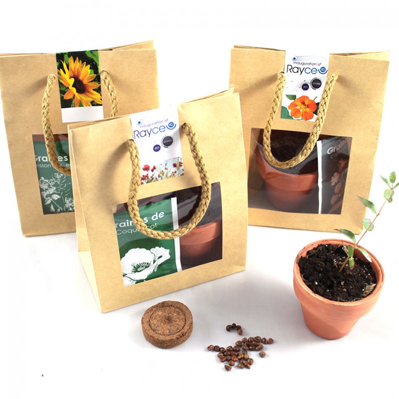 Kit de plantation dans pochon kraft personnalisable