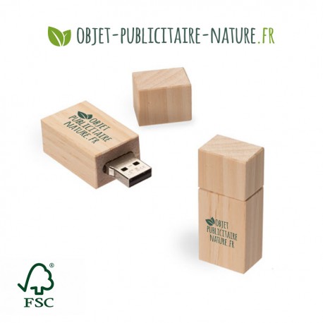 Clé USB personnalisable en bois de pin FSC 53 x 23 x 16 mm