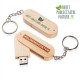 Clé USB rotative personnalisable en bois avec porte-clé
