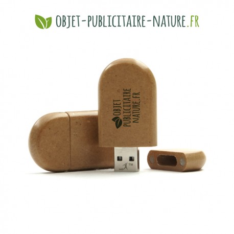 Clé USB en papier recyclé personnalisable - Modèle plat arrondi