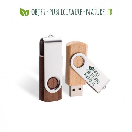 Clé USB publicitaire en bois et métal personnalisable