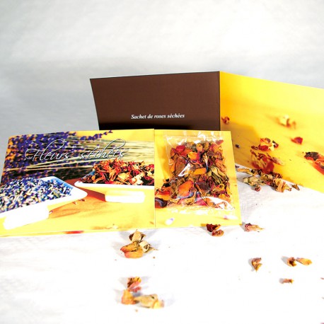 Carte voeux avec fleurs séchées 21x10 cm personnalisable