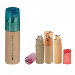 Tube publicitaire taille crayon 6 crayons de couleur