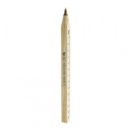 Régle/stylo bille publicitaire personnalisable en bois 2 en 1
