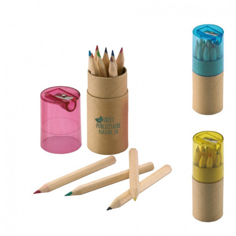 Set de 12 crayon de couleur publicitaire, Crayons de couleurs