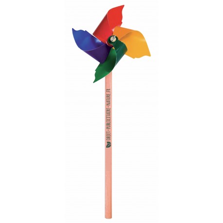 Crayon de bois publicitaire moulin à vent éolienne colorée