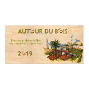 carte de voeux en bois