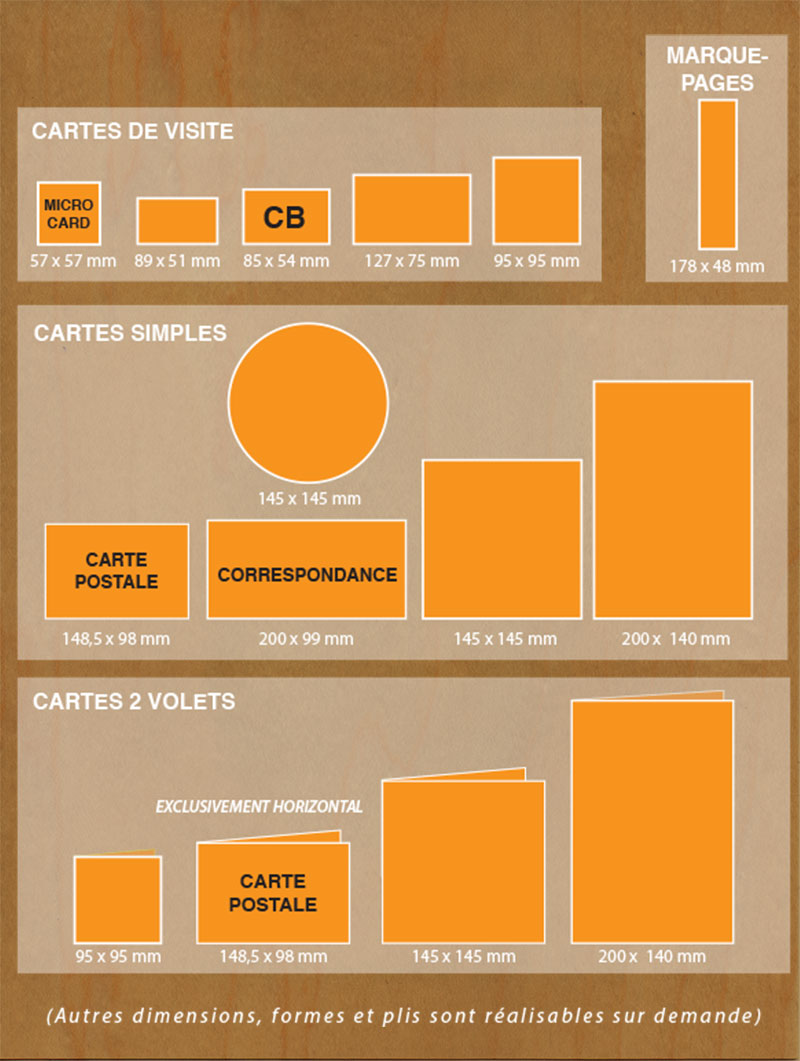 Formats cartes bois personnalisées